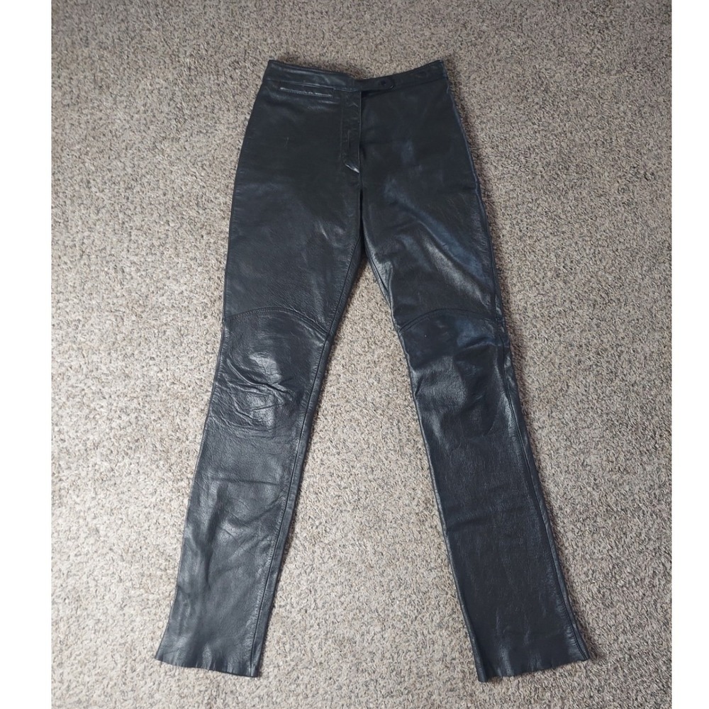 Wilsons Maxima Leather Pants 6 Black Womens Straight Leg High Rise Biker Fall
